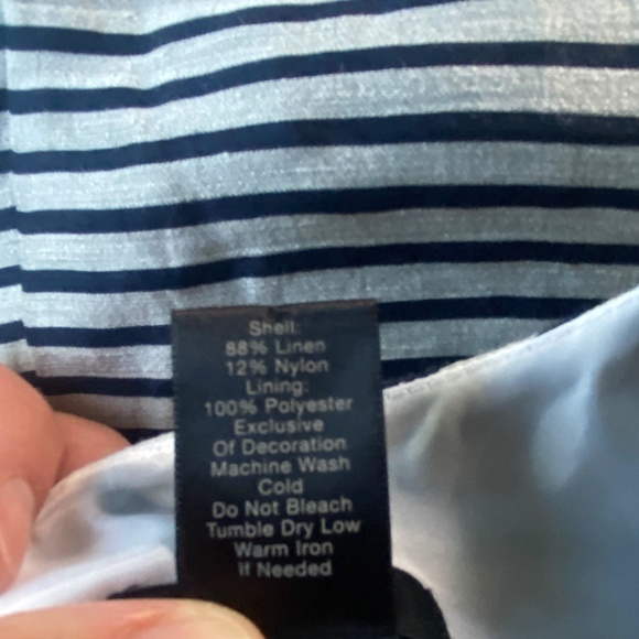 Ann Taylor Linen dress, Size 4, Navy Stripe on white - Picture 3 of 8